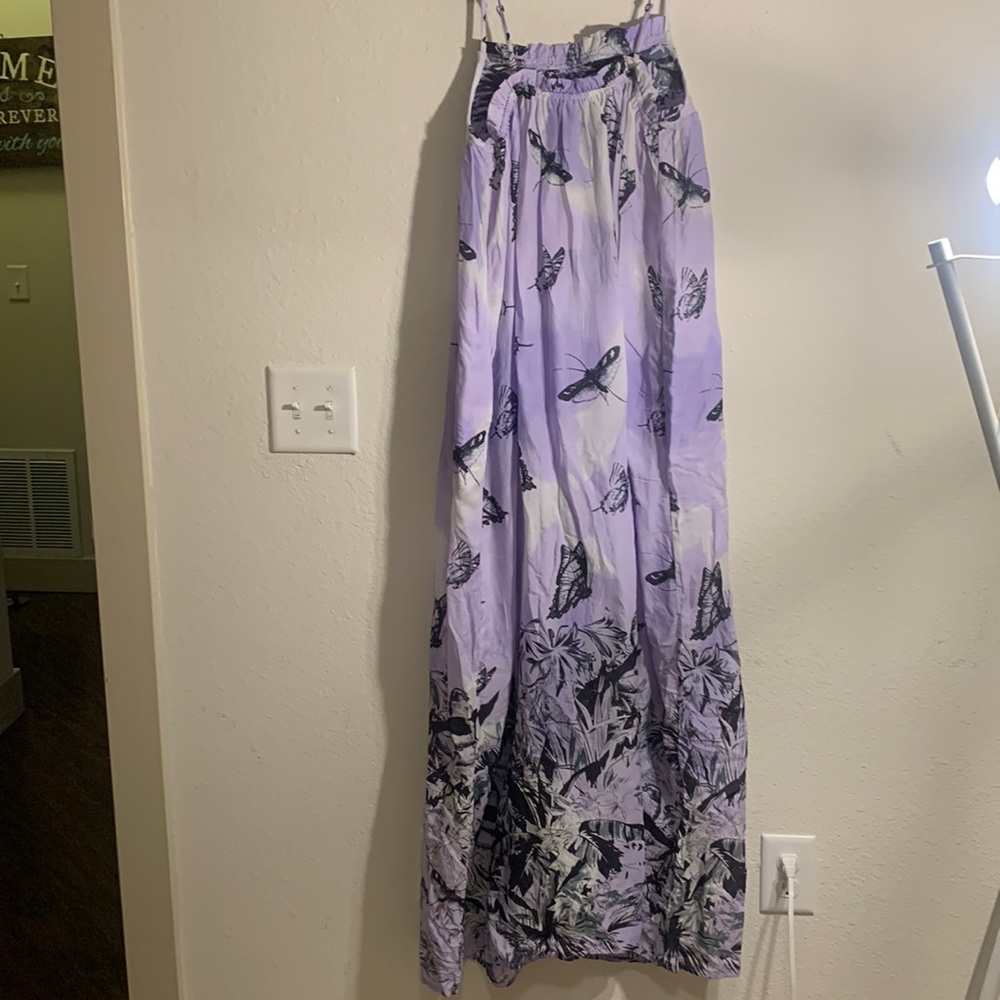 Anthropologie Daphne Quilted-Top Maxi Dress Loungewear Butterflies Lilac - Picture 4 of 6
